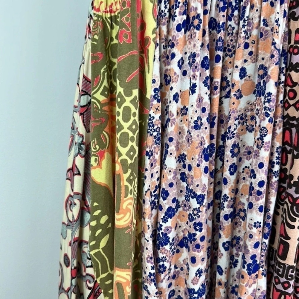 Free People Patchwork Asymmetrical Maxi Dress - Cream, Pink, Orange, Green, Blue - Picture 16 of 16